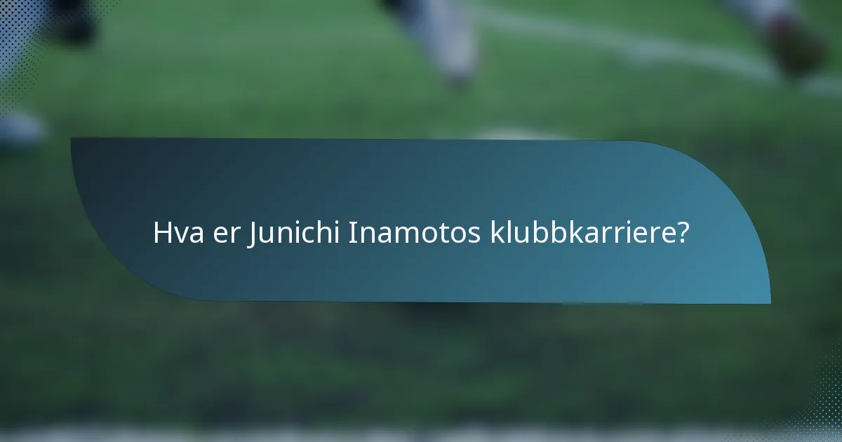 Hva er Junichi Inamotos klubbkarriere?