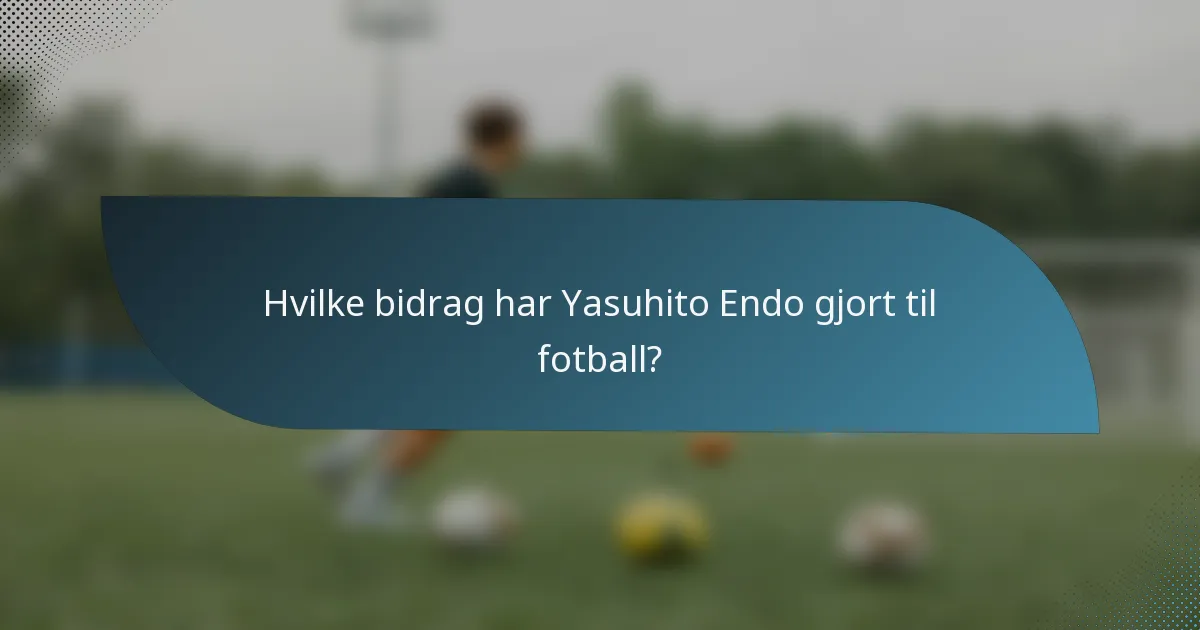 Hvilke bidrag har Yasuhito Endo gjort til fotball?
