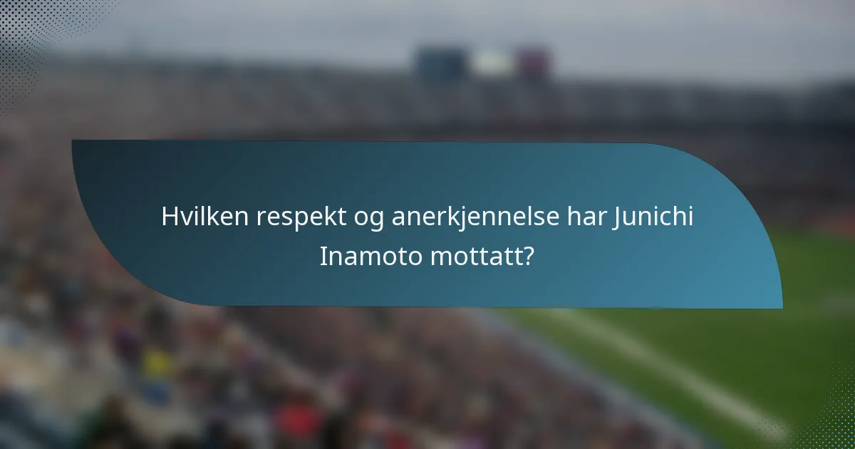 Hvilken respekt og anerkjennelse har Junichi Inamoto mottatt?
