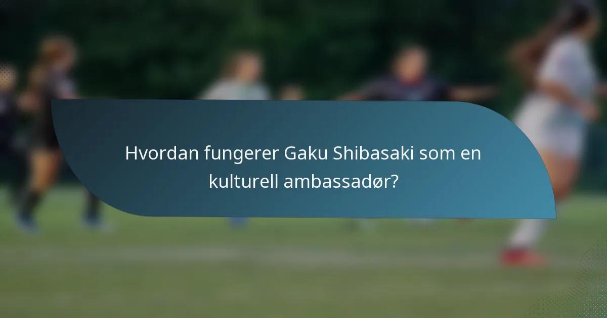 Hvordan fungerer Gaku Shibasaki som en kulturell ambassadør?