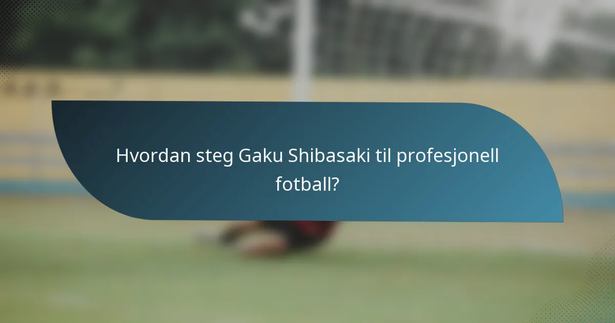 Hvordan steg Gaku Shibasaki til profesjonell fotball?